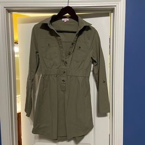 Long sleeved army colored dress